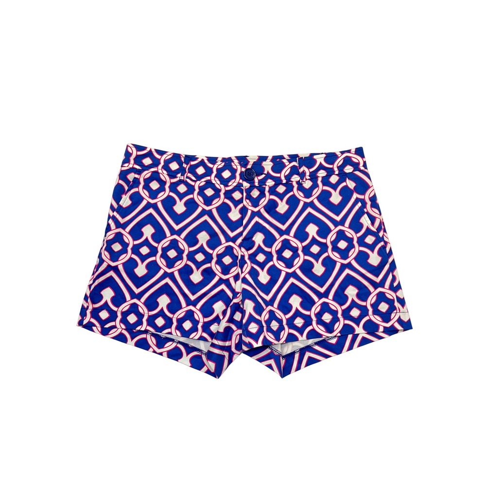 Tracy Negoshian Blue Pink Geometric Preppy Resort Trellis Shorts Size 10